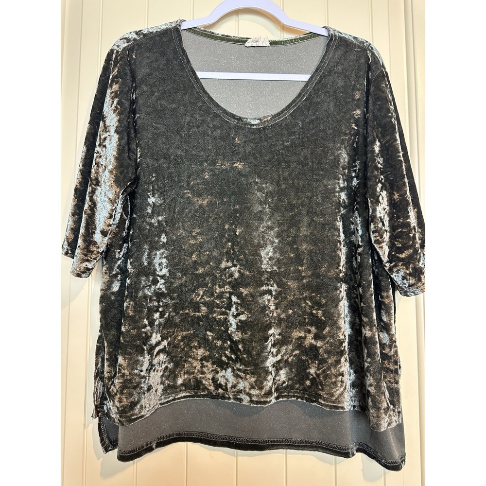 POL Womens green Crushed Velvet green‎ Oversize Top Size M Fairy Gruge BOHO
